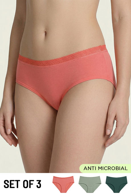 Buy Zivame Low Rise Full Coverage Hipster Panty  (Pack of 3) - Multicolor